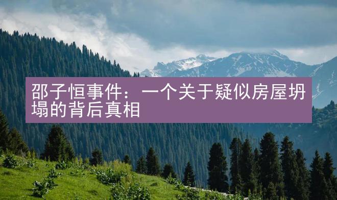 邵子恒事件：一个关于疑似房屋坍塌的背后真相