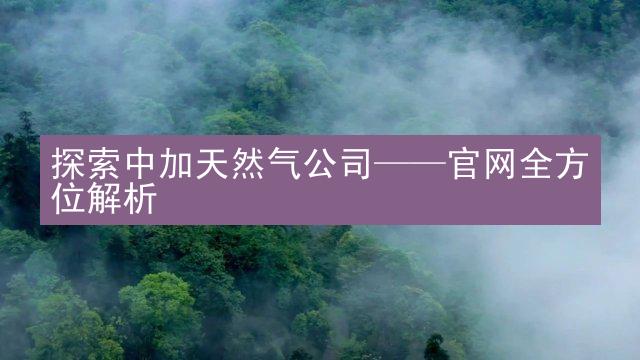 探索中加天然气公司——官网全方位解析