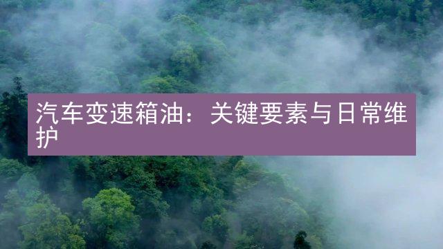 汽车变速箱油：关键要素与日常维护