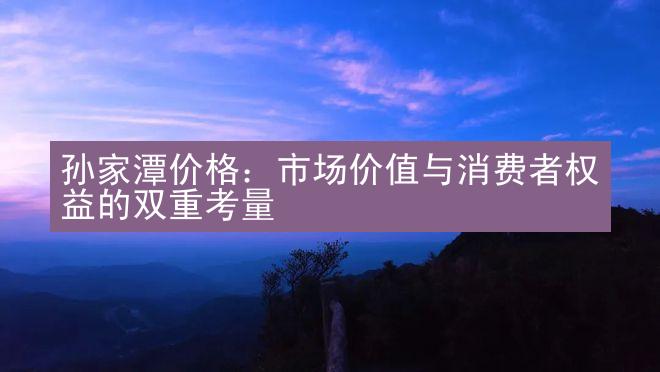 孙家潭价格：市场价值与消费者权益的双重考量